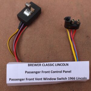 1966 Lincoln Continental Vent / Wing Window Switch Mounted on Passenger Front Door (Black 3 wire plug) BRAND NEW