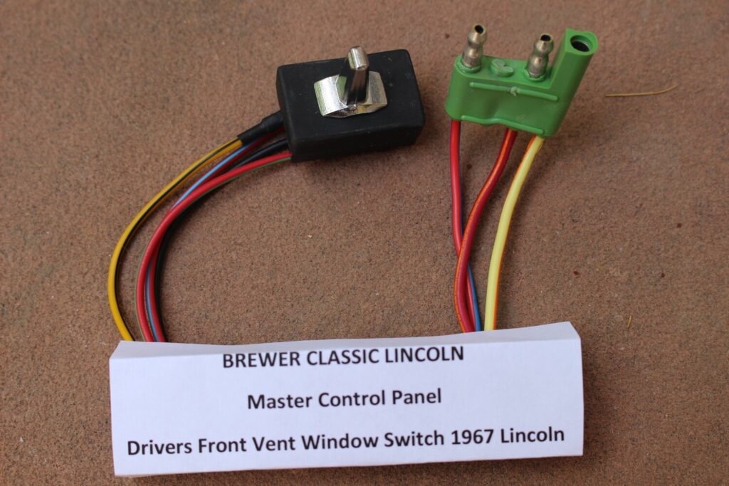 1967 Lincoln Continental Master Switch for Driver Vent / Wing Window (Green 3 wire plug) BRAND NEW