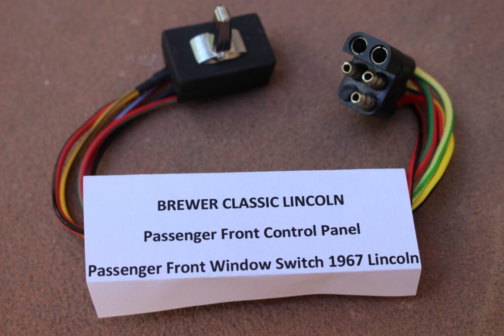 1967 Lincoln Continental Window Switch Mounted on Passenger Front Door (Black 5 wire plug) BRAND NEW