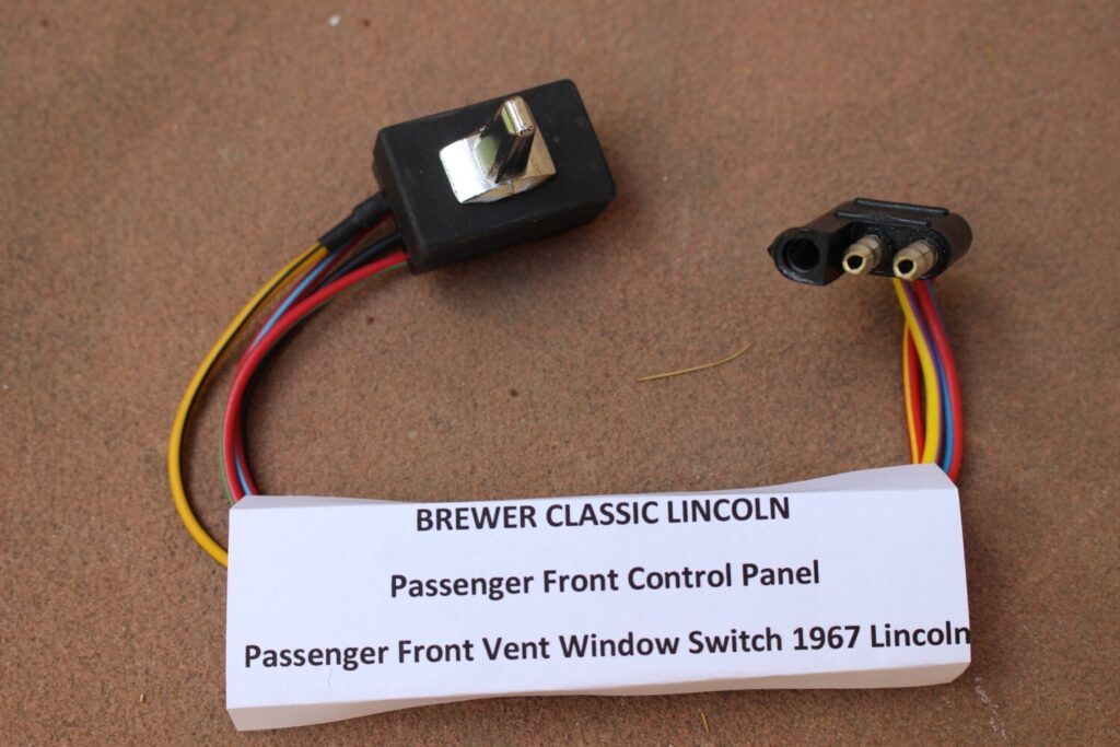 1967 Lincoln Continental Vent / Wing Window Switch Mounted on Passenger Front Door (Black 3 wire plug) BRAND NEW