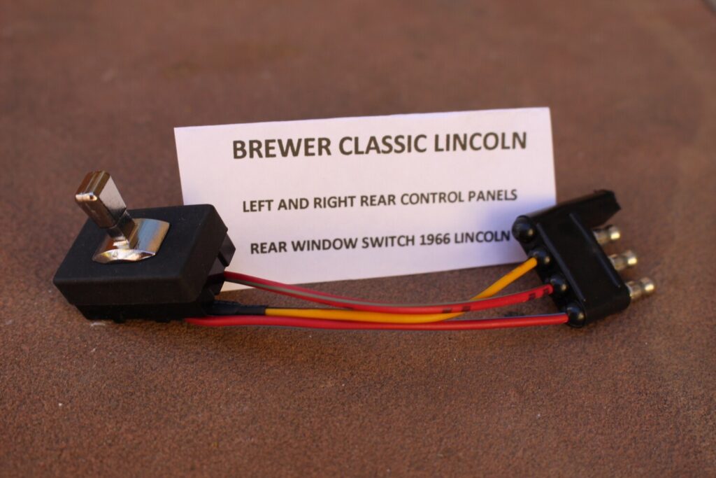 1966 Lincoln Continental Rear Window Switch Mounted on Each Rear Door (Black 3 wire plug) BRAND NEW