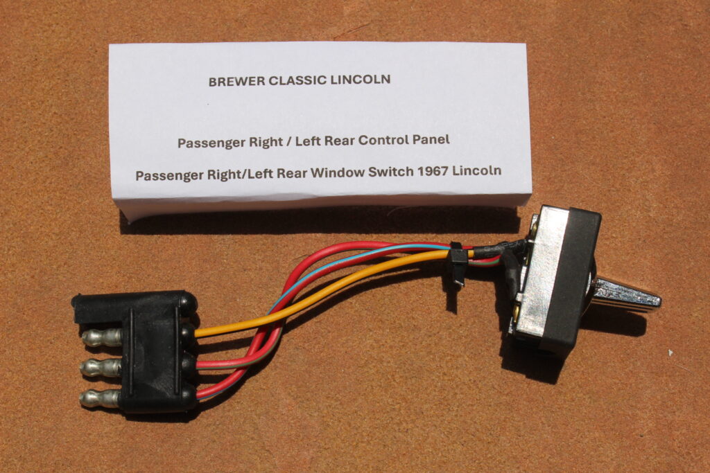 1967 Lincoln Continental Rear Window Switch Mounted on Each Rear Door (Black 3 wire plug) BRAND NEW